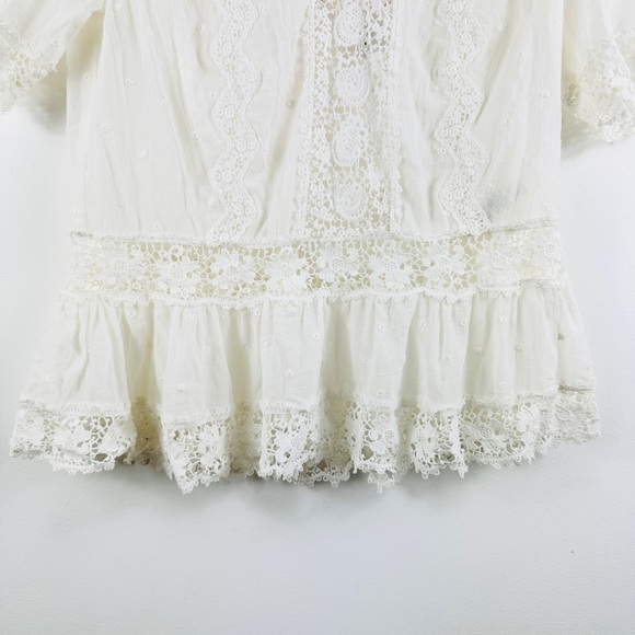 Rebecca Taylor 100% cotton BEAUTIFUL Victorian mock neck eyelet lace blouse NWT - Picture 9 of 14
